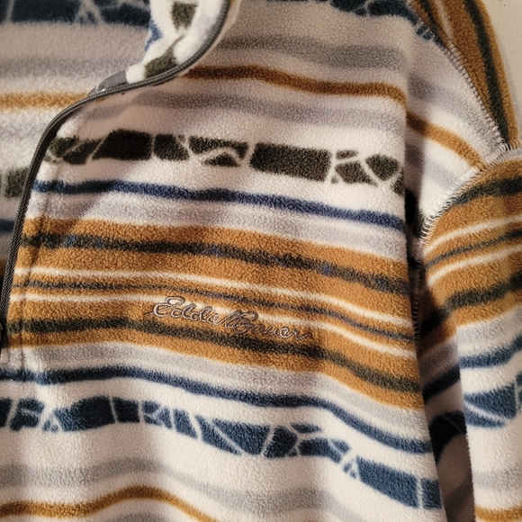 Eddie Bauer Men Quest Quarter Zip Fleece Pullover Size Medium Stripes Multicolor - Picture 2 of 8